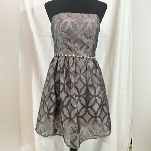 Strapless silver short and sassy party dress small